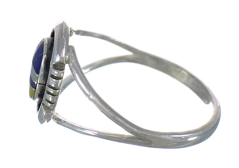 Multicolor Inlay Southwest Silver Ring Size 8 MX60824